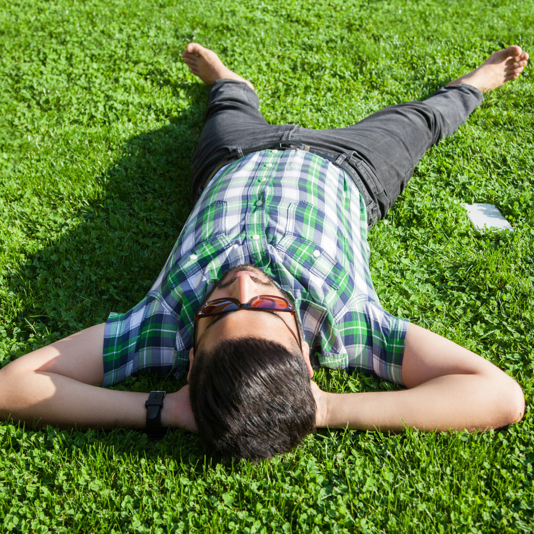 lies down